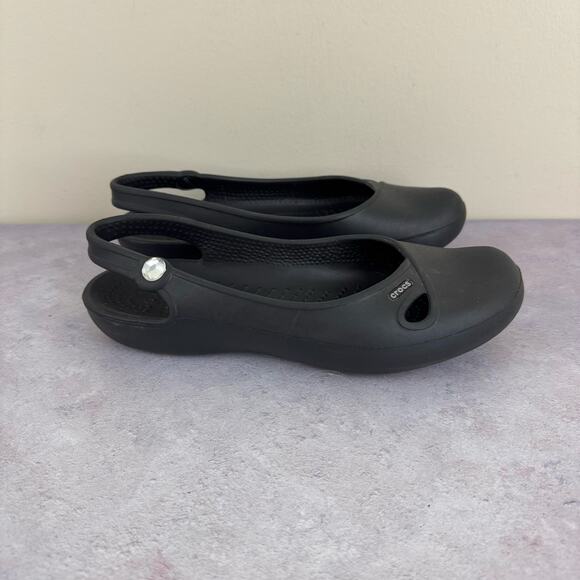 Crocs Shoes Women's 8 Sling Back Ballet Flats Bling Cut Out Close Toe Sandals - Picture 4 of 12
